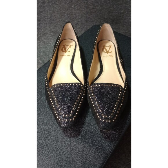 Vero Cuoio Black Loafer Shoes Womens Sz 6B Studded Slip On Embellished Flats * - Picture 3 of 16